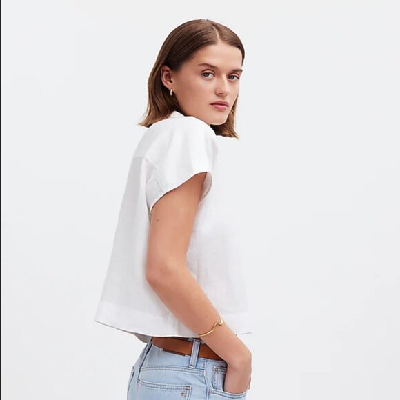 Madewell Boxy Cap-Sleeve Shirt in 100% Linen - Picture 2 of 5